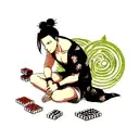 Design a Shikamaru tattoo that incorporates his strategic mind, love for shogi, and connection to nature. tattoo design idea