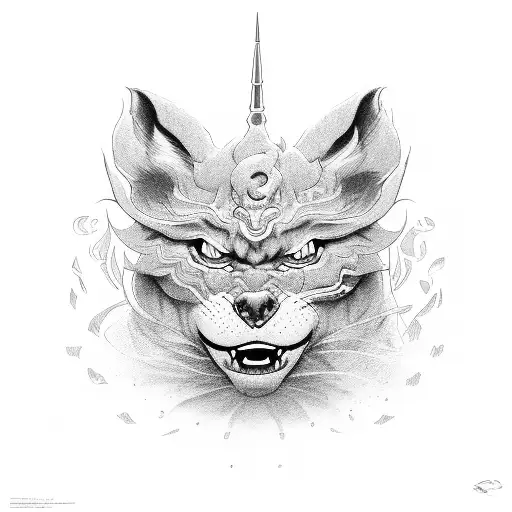 kurama with nartuo tattoo design idea