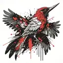 A Christian whose two hands are open and whose feathers are one of a sword and the other of feathers   tattoo design idea