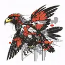 A Christian whose two hands are open and whose feathers are one of a sword and the other of feathers   tattoo design idea