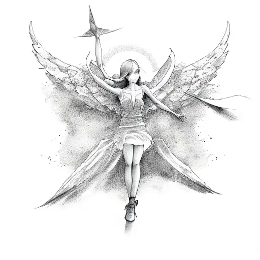 a falling angel  tattoo design idea