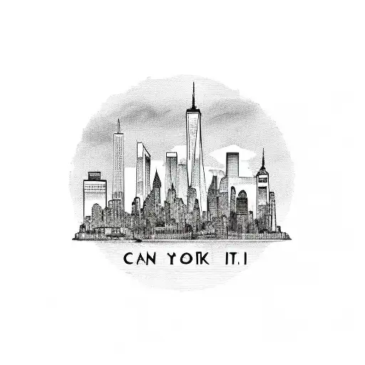 nyc skyline with word neighborhoods tattoo design idea