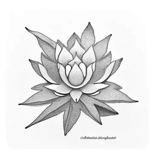 Marijuana leaf with lotus flowers inside of it tattoo design idea