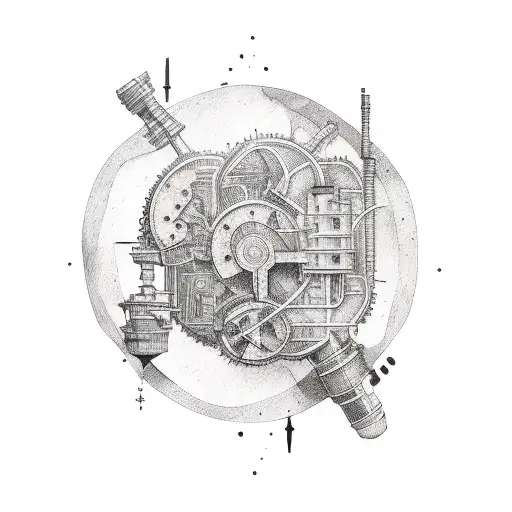 An abstract tattoo representing the connection between oil and future projects tattoo design idea