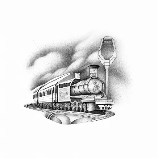 train track with music tattoo design idea
