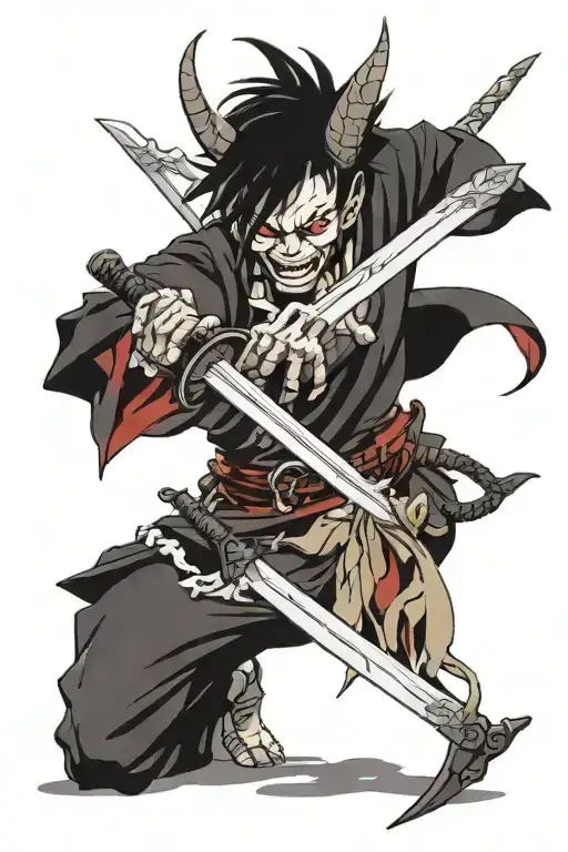 The devil with a katana  tattoo design idea