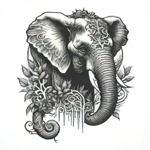 half face elephant wkth forest forearm tattoo  tattoo design idea