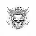 A heavy metal skull wearing a crown of guitar picks tattoo design idea