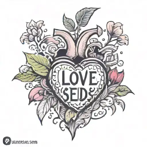 Heart with sentence "I love Seeds" tattoo design idea