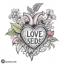 Heart with sentence "I love Seeds" tattoo design idea