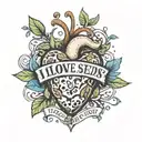 Heart with sentence "I love Seeds" tattoo design idea