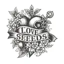 Heart with sentence "I love Seeds" tattoo design idea