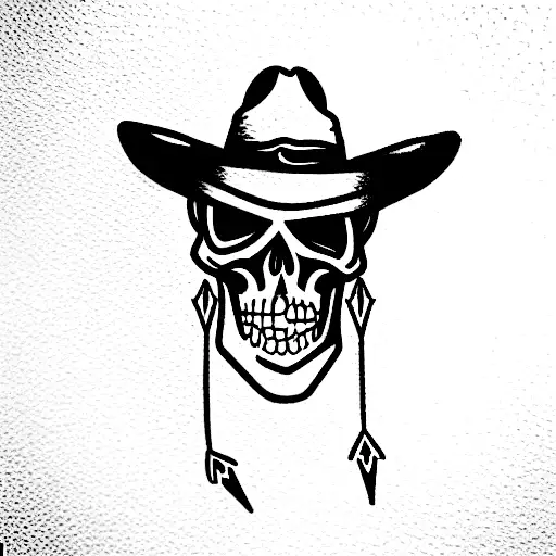 cowboy skeleton with arrows tattoo design idea