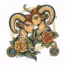 aries & gemini zodiac sign tattoo design idea
