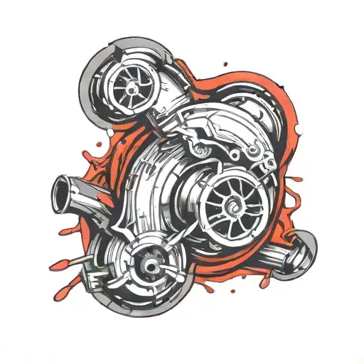 Turbocharger with blood dripping tattoo design idea