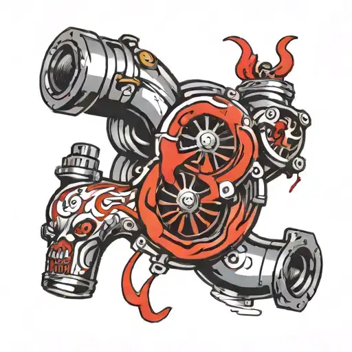 Turbocharger with blood dripping tattoo design idea