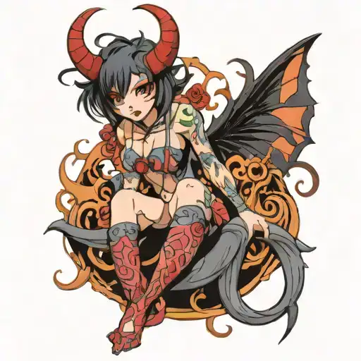 Anime succubus tattoo design idea