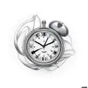 clock and roses tattoo design idea