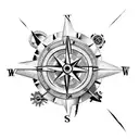 steampunk compass tattoo design idea