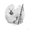 A man standing in veranda looking at a windmill tattoo design idea