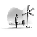 A man standing in veranda looking at a windmill tattoo design idea