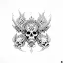 cyber sigilism, calaveras, diabolico pero elegante, SIGILISM, cruces invertidas, subliminal tattoo design idea