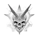 cyber sigilism, calaveras, diabolico pero elegante, SIGILISM, cruces invertidas, subliminal tattoo design idea