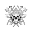 cyber sigilism, calaveras, diabolico pero elegante, SIGILISM, cruces invertidas, subliminal tattoo design idea