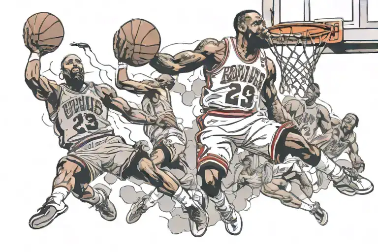 Lebron dunking on michael jordan with alley oop from bronny james  tattoo design idea