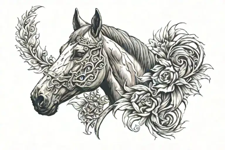 super cool horse head  tattoo design idea