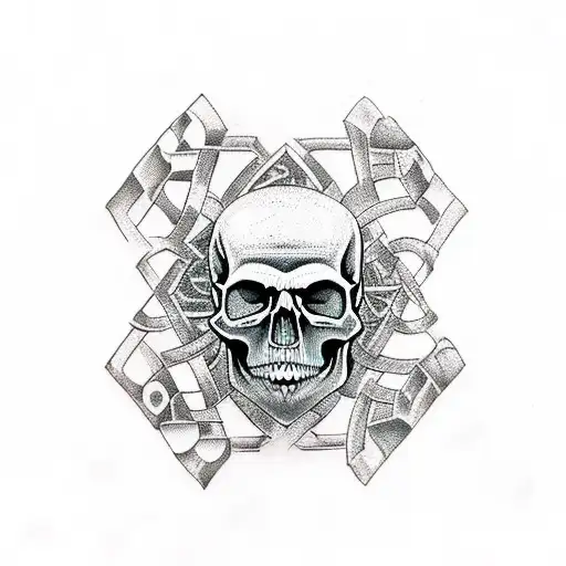 skull labyrinth tattoo design idea