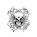 skull labyrinth tattoo design idea