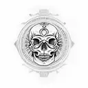 skull labyrinth tattoo design idea