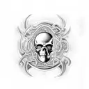 skull labyrinth tattoo design idea
