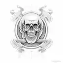 skull labyrinth tattoo design idea