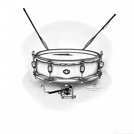 Snare drum and in the upper have drum sticks tattoo design idea