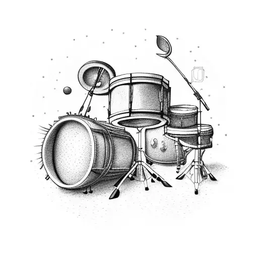 Snare drums and drum sticks tattoo design idea