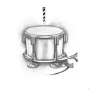 Snare drum and in the upper have drum sticks tattoo design idea