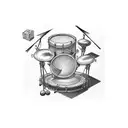 Snare drum and in the upper have drum sticks tattoo design idea