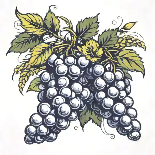 bunch of grapes and ear of wheat tattoo design idea