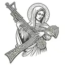 virgen mary with no face holding a ak47  tattoo design idea