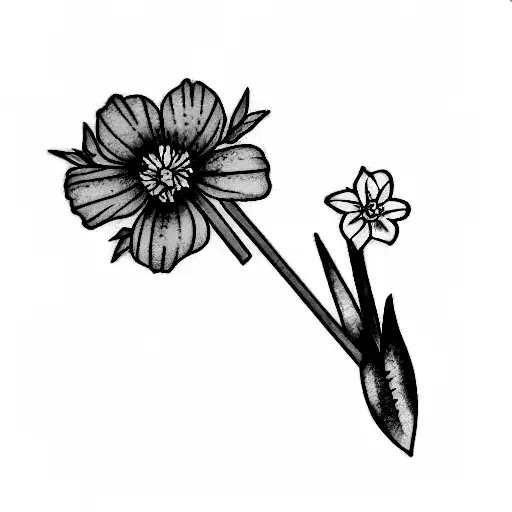 dainty spine tattoo with carnation, marigold, and narcissus  tattoo design idea