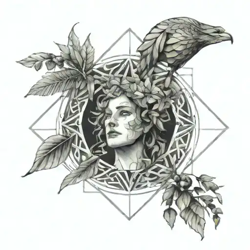 Mother Nature as human like god  tattoo design idea