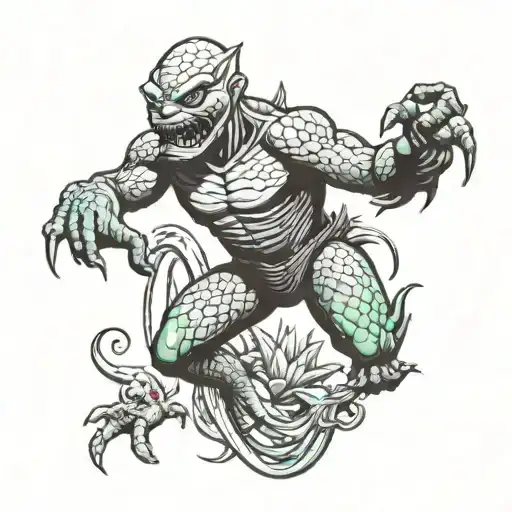 creature from the black lagoon climbing like a traditional panther tattoo design idea