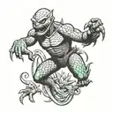 creature from the black lagoon climbing like a traditional panther tattoo design idea