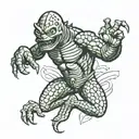 creature from the black lagoon climbing like a traditional panther tattoo design idea