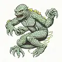 creature from the black lagoon climbing like a traditional panther tattoo design idea
