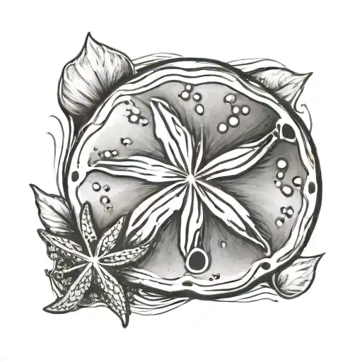sand dollar shell with beach design tattoo design idea