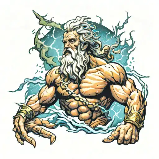 zeus and thunder lightning tattoo design idea