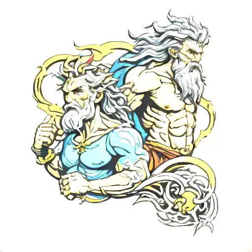 zeus and thunder lightning tattoo design idea
